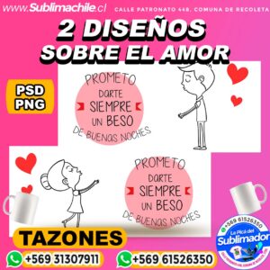 2 Diseños Editables sobre el Amor para Sublimar en Tazones - PNG y PSD