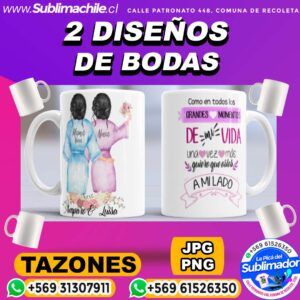 2 Diseños de Bodas para Sublimar en Tazones Editables - PSD y JPG