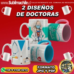 2 Diseños de Doctora para Sublimar en Tazones - JPG y PDF