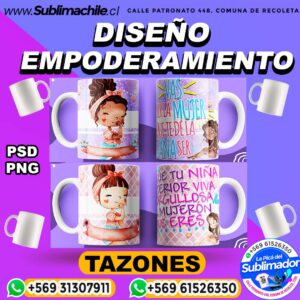 2 Diseños de Empoderamiento Femenino Editables para Sublimar Tazones - PSD y PNG