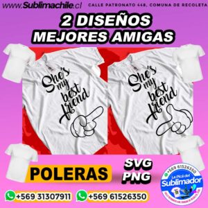 2 Diseños de Mejores Amigas para Sublimar en Poleras - PNG y SVG