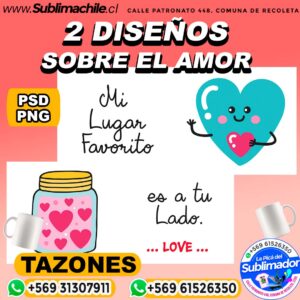 2 Diseños de Pareja para sublimar en Tazones Editables - PSD y PNG