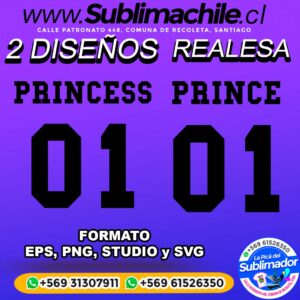 2 Diseños de Príncipe y Princesa para sublimar - EPS, PNG, STUDIO y SVG
