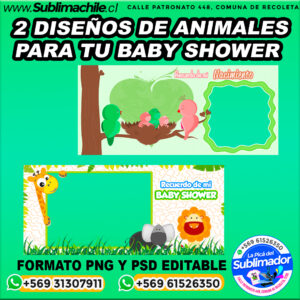 2 Diseños de animalitos para sublimar tazones - PNG, PSD, EDITABLE