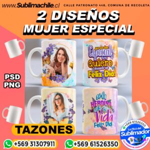 2 Diseños de la Mujer para Sublimar en Tazones Editables - PNG y PSD