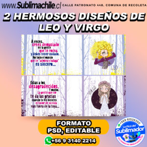 2 Diseños de los signos "leo y virgo" para sublimar - PSD, EDTIABLE