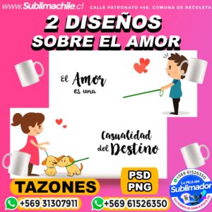 2 Diseños del Amor para Sublimar en Tazones Editables - PNG y PSD