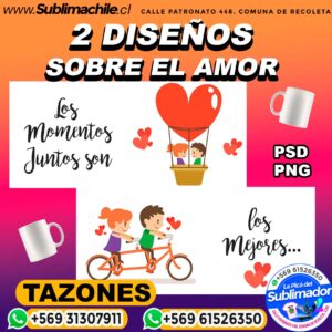 2 Diseños del Amor para Sublimar en Tazones editables - PNG y PSD