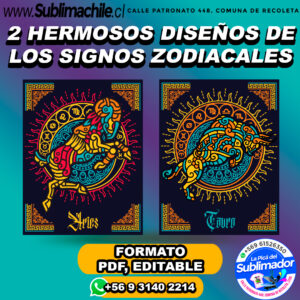 2 Hermosos diseños de "Aries y tauro" para sublimar - PDF, EDITABLE