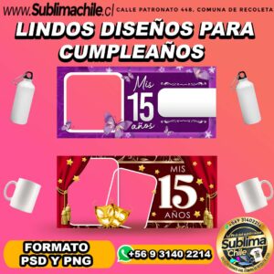 2 Lindos diseños de cumpleaños para sublimar - PSD Y PNG