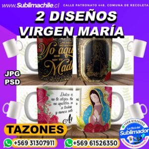 2 Diseños de  la Virgen María para sublimar en Tazones - PSD y JPG