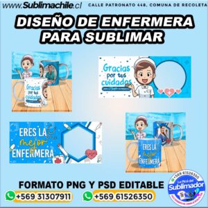 2 diseños para la mejor enfermera para sublimar tazones - PNG Y PSD EDITABLE