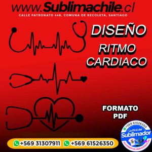 3 Diseños de Ritmo Cardiaco para Sublimar Editable en CDR - PDF