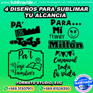 4 Diseños para tu alcancía para sublimar - STUDIO, SVG