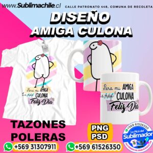 Diseño Amiga Culona para Sublimar en Poleras y Tazones Editables - PSD y PNG