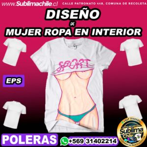 Diseño Chica en Ropa Interior para Sublimar en Poleras Editable en CDR - EPS