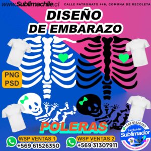 Diseño Editable de Embarazo para Sublimar en Poleras - PNG y PSD