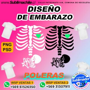 Diseño Editable de un Embarazo para Sublimar en Poleras - PSD y PNG