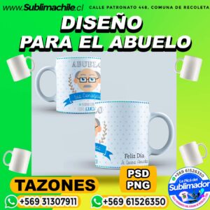 Diseño Editable del Abuelo para Sublimar en Tazones - PNG y PSD