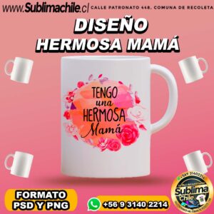 Diseño Hermosa Mamá para Sublimar Tazones Editable - PNG y PSD