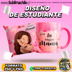 Diseño Mejor Mamá para Sublimar Tazones y Cojines Editable - PSD y PNG