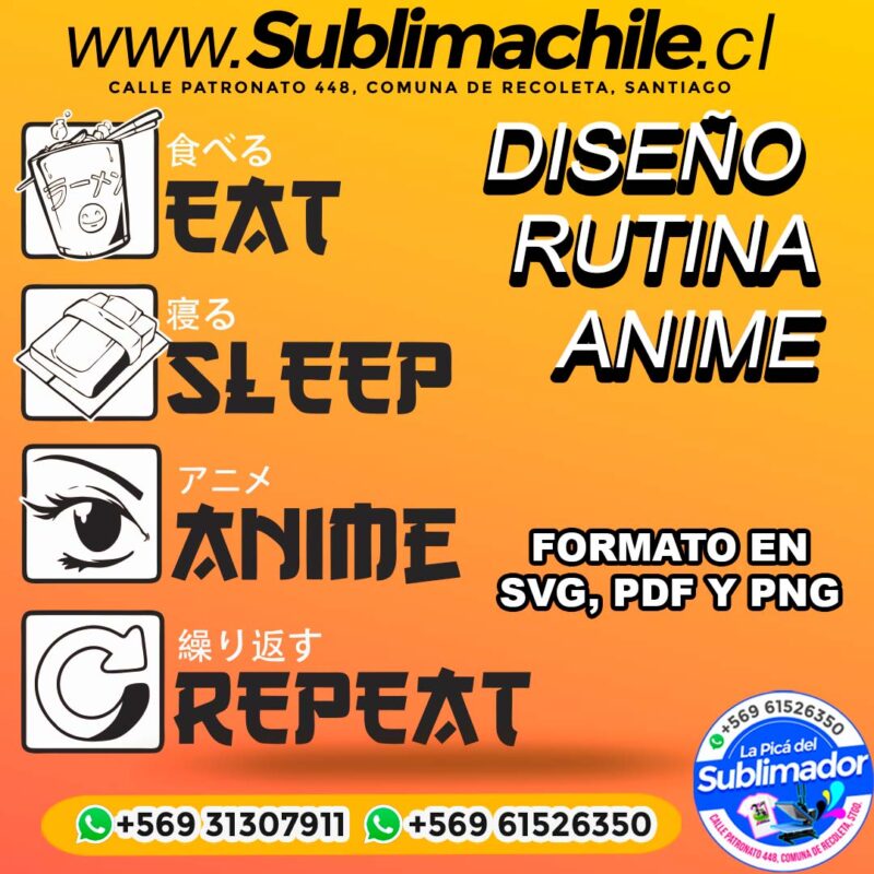 Diseno Rutina de Anime para Sublimar Editable en CDR SVG PDF y PNG