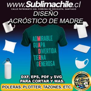Diseño de Acróstico de Madre para Sublimar - DXF, EPS, PDF y SVG