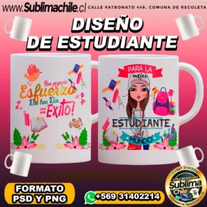 Diseño de Estudiante para Sublimar en Tazones Editable - PNG y PSD