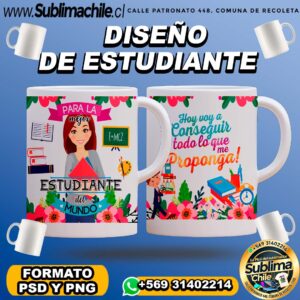 Diseño de Estudiante para Sublimar en Tazones Editable - PSD y  PNG