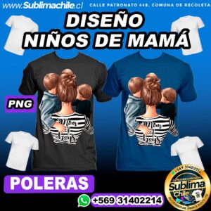 Diseño de Niños de Mamá para Sublimar Poleras - PNG