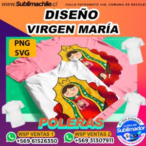 Diseño de la Virgen María para Sublimar en Poleras - PNG y SVG
