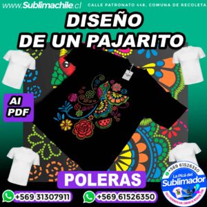 Diseño de un Pajarito para Sublimar en Poleras Editable en CDR - PNG y PDF