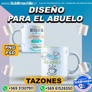 Diseño del Abuelo para sublimar en Tazones Editable - PSD y PNG