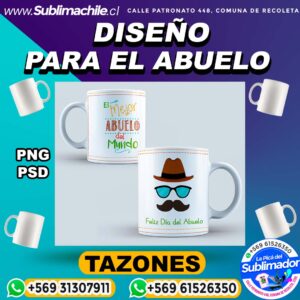 Diseño editable del Abuelo para sublimar en Tazones - PNG y PSD