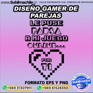 Diseño gamer de parejas para sublimar - EPS Y PNG