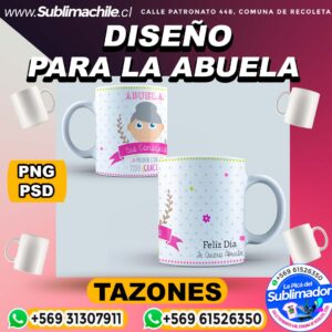 Diseño para la Abuela para Sublimar en Tazones Editable - PSD y PNG