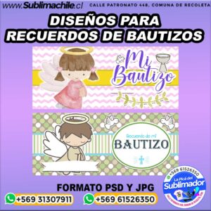 Diseños para recuerdos de bautizos para sublimar tazas - JPG Y PSD