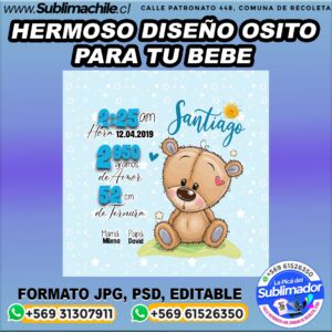 Un diseño editable de osito para sublimar - JPG y PSD