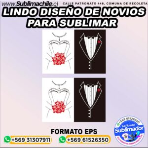Lindo diseño de novios para sublimar - EPS