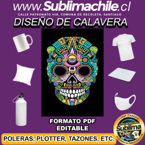 Un bonito diseño de calavera para sublimar - PDF, EDITABLE