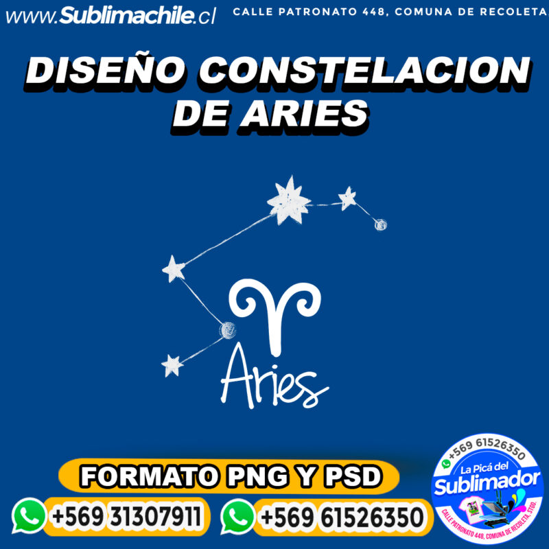 Un diseno de la constelacion de Aries para sublimar PNG Y PSD