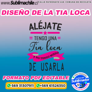 Un diseño divertido de "la tía loca" para sublimar - PDF EDITABLE