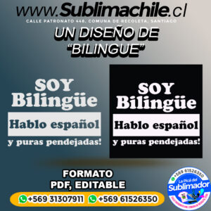 Un diseño divertido de "ser bilingüe" para sublimar - PDF, EDITABLE