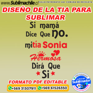 Un diseño editable para tu tía regalona para sublimar - PDF