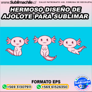 Un lindo diseño de Ajolote para sublimar - EPS