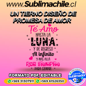 Un tierno diseño para prometer amor para sublimar - PDF, EDITABLE