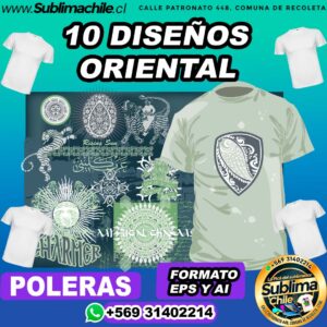 10 Diseños Orientales para Sublimar en Poleras - EPS y AI
