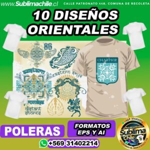 10 Diseños Orientales para Sublimar en Poleras - EPS y AI