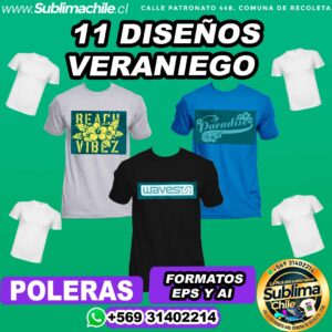 11 Diseños Veraniego para Sublimar en Poleras - AI y EPS