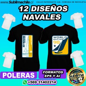 12 Diseños Naval para Sublimar en Poleras - EPS y AI